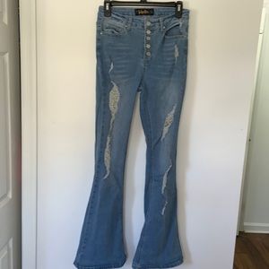 Hippie flared bottom High waisted jeans